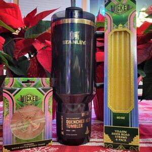 Stanley x Wicked Tumbler Lot -Elphaba 40 oz, CharCharms 4-pack straws, Bottle Ch